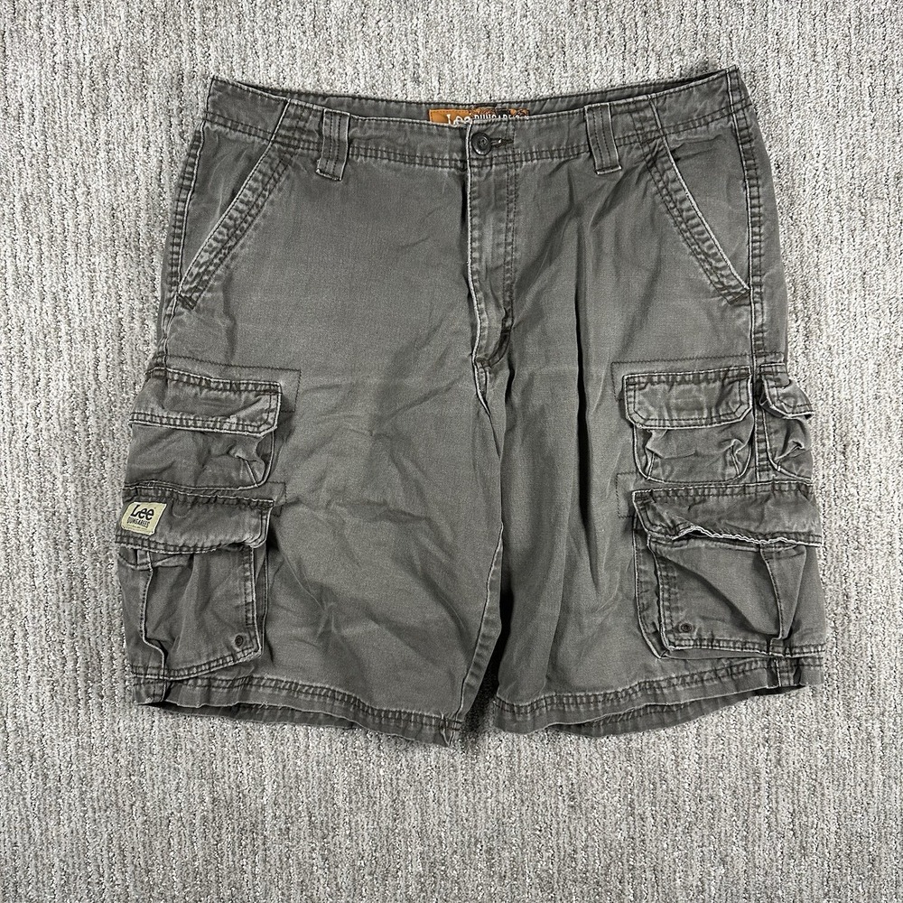 Lee Dungarees Mens Cargo Shorts Size 33 Gray Khaki Military Utility Pockets